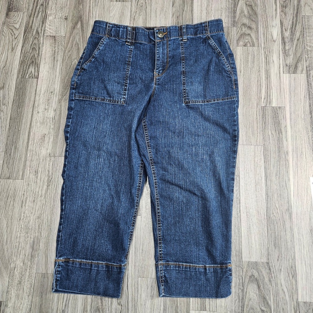 Gloria Vanderbilt Amanda Capri Jeans Women 8 Dark Blue High Rise Stretch Cropped